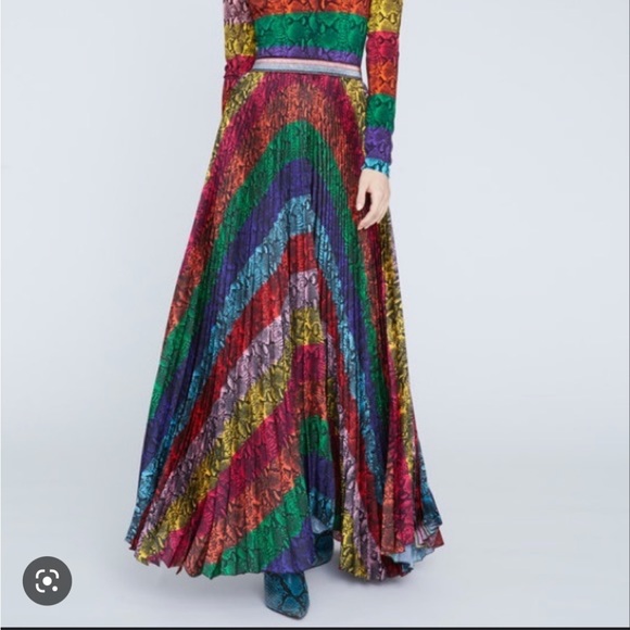 Alice Olivia Rainbow Snakeskin Maxi Skirt - Picture 2 of 5